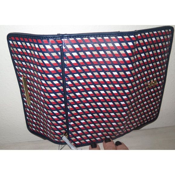 Tommy Hilfiger 69J4080 Red/White/Blue Diamond Print Tri-Fold Checkbook Wallet - Picture 6 of 11